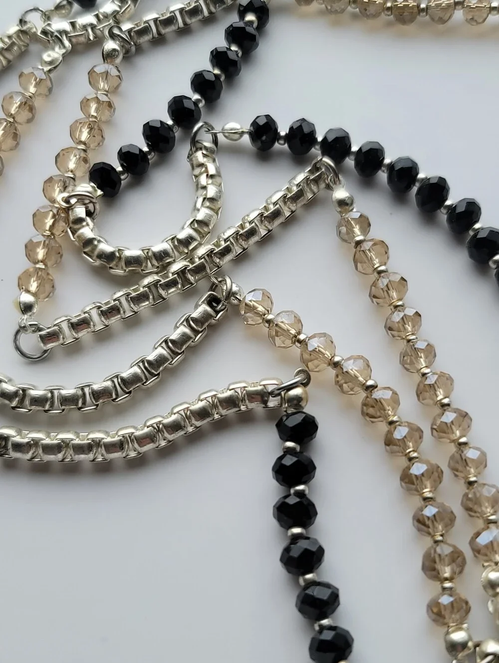 White House Black Market, Faceted Glass & Silvertone 2 Necklaces, Convertible